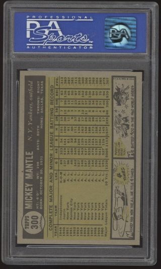 1961 Topps 300 Mickey Mantle Yankees PSA 9 2