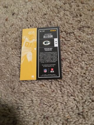 2017 Contenders Geronimo Allison Rc Rookie Playoff Ticket Auto /99 202 Packers 2