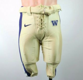 Authentic Game Worn Nike Washington Huskies Ncaa Football Game Pants Gold Sz 32