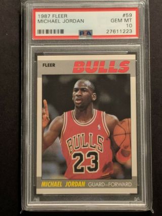 1987 Fleer Basketball Michael Jordan 59 Psa 10 Gem 23 In Serial Number