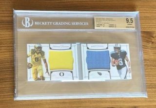 2015 National Treasures Marcus Mariota Rc Rookie Prime Patch Booklet Bgs 9.  5 X 3