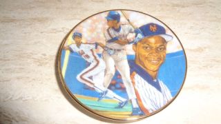 1990 Gartlan Baseball Mini Plate - 3 1/4 " - Darryl Strawberry - York Mets