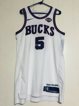 Milwaukee Bucks Dj Wilson Nike Game Worn Jersey Meigray Loa Hardwood Rookie