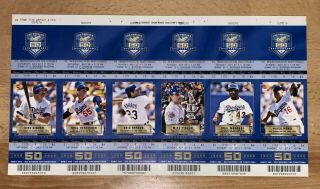 Clayton Kershaw Sheet Of 4 Un - Separated First Mlb Win Full Tickets