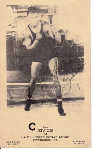 Boxer Pete Zivic Autograph Signed Vintage Zivics Place Photo Pc D87 Rare