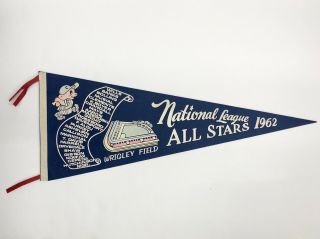 1962 National League All - Star Pennant Wrigley Field Scroll Vg Ex Cond