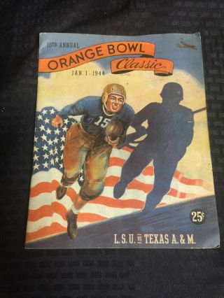 1944 Football Orange Bowl Classic Program L.  S.  U.  Vs Texas A.  M.