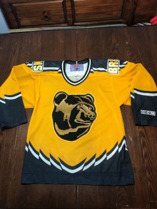 Ccm Boston Bruins Yellow Pooh Bear Alternate Hockey Jersey Small Euc