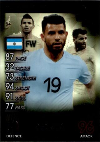 Topps Match Attax 101 - Sergio Aguero Argentina (silver Limited Edition) Le1s
