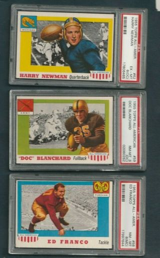 1955 Topps All - American Harry Newman 62 Psa 6 Ex - Mt Oc Michigan