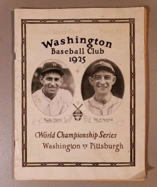 1925 World Series Score Card Pittsburgh Pirates At Washington Senators