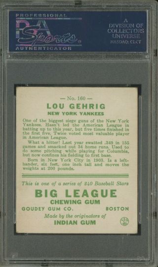 1933 Goudey 160 Lou Gehrig York Yankees HOF PSA 4 