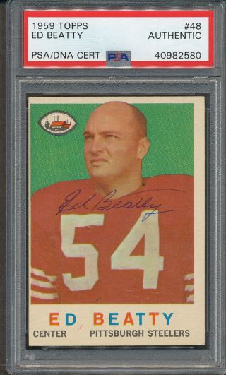 1959 Topps 48 Ed Beatty Psa/dna Certified Authentic Signed Auto 2580