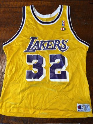 Vintage Champion Magic Johnson La Los Angeles Lakers Jersey Size 48