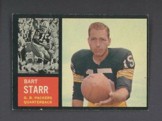 1962 Topps Football 63 Bart Starr Green Bay Packers Hof