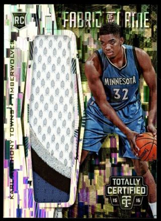 2015 - 16 Karl - Anthony Towns Totally Certified Fabric Of The Game Patch 5/25 Rc