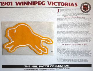 Willabee Ward Nhl Throwback Hockey Patch & Info Card 1901 Winnipeg Victorias