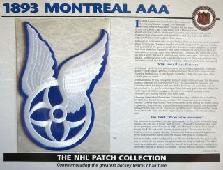 Willabee Ward Nhl Throwback Hockey Patch & Info Stat Card 1893 Montreal Aaa