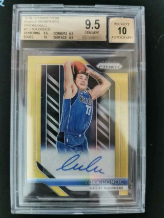 Luka Doncic 2018 - 19 Panini Prizm Rookie Signatures Gold /10 Bgs 9.  5/10 Auto Rc