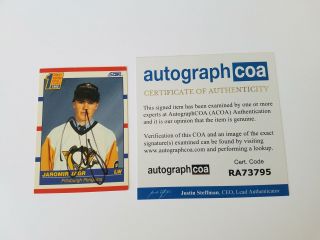 Jaromir Jagr Pittsburgh Penguins Autographed Hockey Card 1990 Score Rookie Acoa