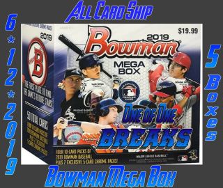 Tampa Bay Rays 2019 Bowman Mega Box Break 5 Boxes