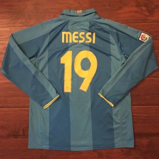 2007/08 Barcelona Away Jersey 19 Messi Xl Nike Long Sleeve Blaugrana