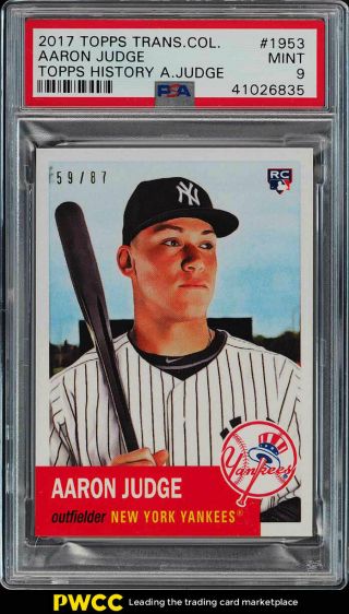 2017 Topps Transcendent History Aaron Judge Rookie Rc /87 1953 Psa 9 Mt (pwcc)