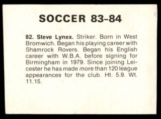 Quadriga Soccer Stars 83 - 84 Steve Lynex (Leicester City) No.  82 2