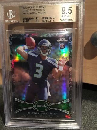 2012 Topps Chrome Russell Wilson Rookie Camo Refractor Card Sp Seattle Seahawks