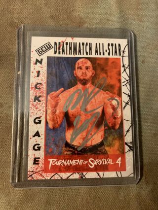 Gcw Czw Deathmatch All - Stars Wrestling Trading Card Signed Nick Gage