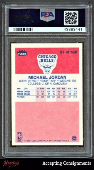 1986 - 87 Fleer 57 Michael Jordan Rookie RC PSA 9 BULLS 2