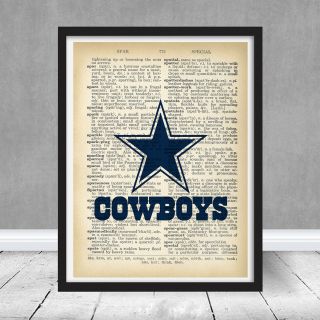 Dallas Cowboys Star Logo Dictionary Wall Art Home Decor Football Texas Gift Nfl