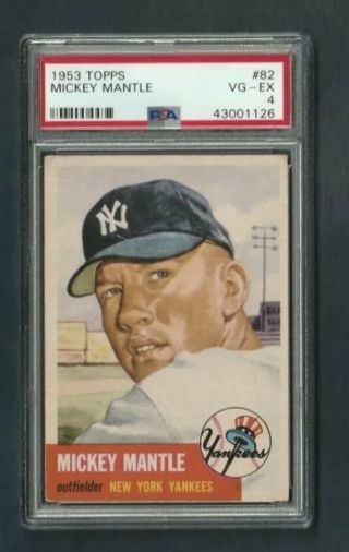 1953 Topps Mickey Mantle 82 Psa 4 Vgex Yankees Hof Well - Centered - No Creases