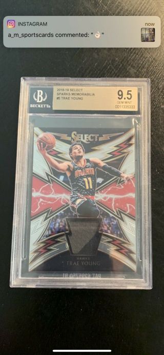 2018 - 19 Select Trae Young Sparks Game Worn Rookie Patch Bgs 9.  5 Gem Sp - Tyg