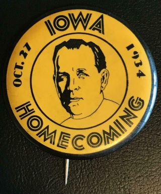 1934 Iowa Hawkeyes Football Homecoming Badge Pin Button Old & Rare