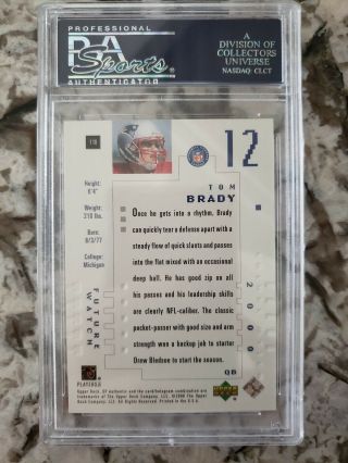 2000 SP Authentic Tom Brady PSA 10 610/1250 Rookie Card 2