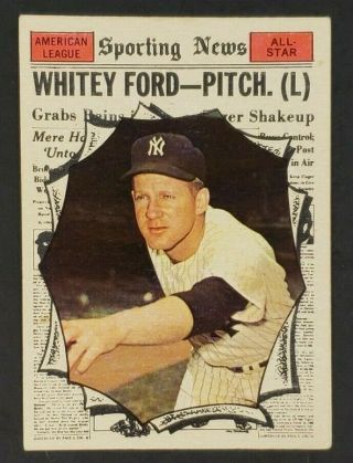 1961 Topps Baseball Card High Whitey Ford 586 Ex - Exmt Range Bv $100