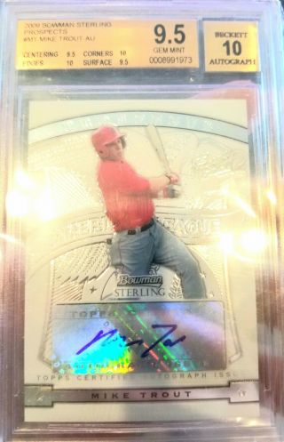 Mike Trout 2009 Bowman Sterling Bgs 9.  5 Gem.  5 Away From Pristine