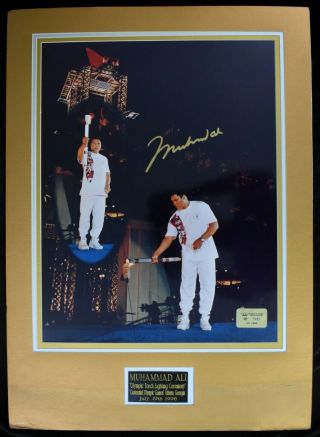 1996 Muhammad Ali Signed 16x20 " Olympic Torch Lighting In Atlanta Loa