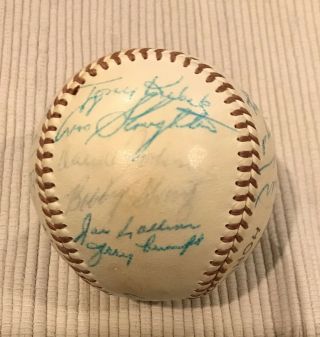 1957 Yankees Team Ball 21 Signatures Mantle Stengel No Clubhouse Jsa 2