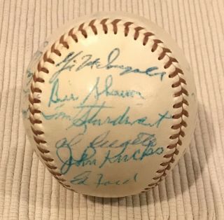 1957 Yankees Team Ball 21 Signatures Mantle Stengel No Clubhouse Jsa 3