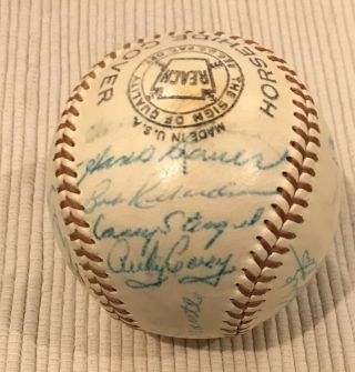 1957 Yankees Team Ball 21 Signatures Mantle Stengel No Clubhouse Jsa 4