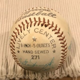 1957 Yankees Team Ball 21 Signatures Mantle Stengel No Clubhouse Jsa 6