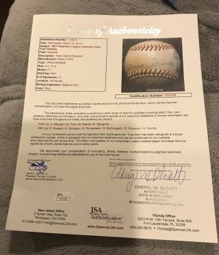 1957 Yankees Team Ball 21 Signatures Mantle Stengel No Clubhouse Jsa 7