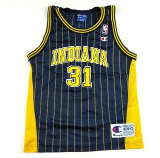 Vtg Champion Reggie Miller Indiana Pacers Pinstripe Jersey Youth M 10 - 12 Nba