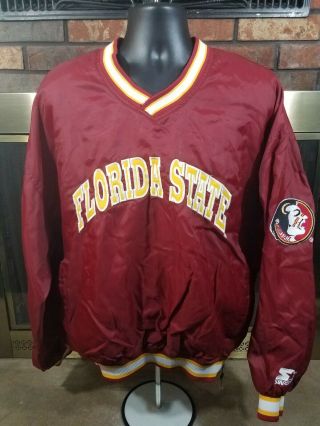 Vintage Starter Florida State University Seminoles Pullover Jacket Mens Size Xl