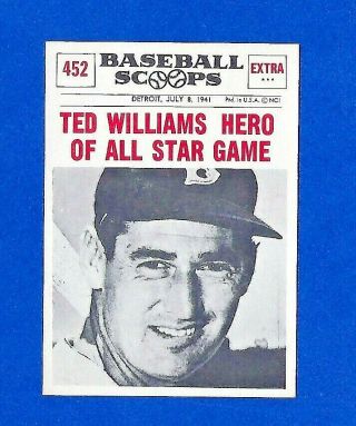 1961 Nu - Card Baseball Scoops 452 Ted Williams Hero Of A.  S.  Game Exmt/nm