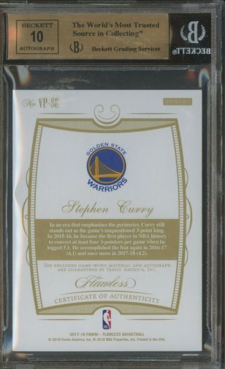 2017 - 18 Panini Flawless Ruby Stephen Curry Warriors Patch AUTO 01/15 BGS 9.  5 2