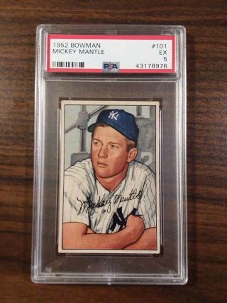 1952 Bowman Mickey Mantle 101 Psa 5 Ex Centered Great Color Just Graded