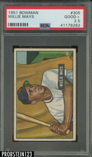 1951 Bowman 305 Willie Mays Giants Rc Rookie Hof Psa 2.  5 " Centered "